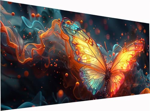 Schmetterling Diamond Painting Erwachsene Groß XXL 300x100cm, 5D Diamant Painting Bilder Traum, DIY Stickerei Cross Stickerei Bastelset Erwachsene, Diamant Malerei für Deko Wohnzimmer Geschenke N-6600 von KUEGDUNG