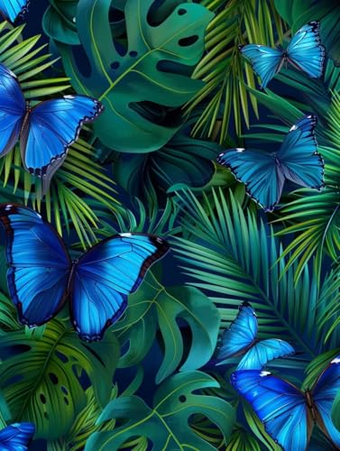 Schmetterling Malen Nach Zahlen Erwachsene, Malen Nach Zahlen Pflanzen, DIY Set Erwachsene Mit 3 Pinseln und Acrylfarbe, Paint by Numbers Handgemalt Ölgemälde Kit für Deko Wohnzimmer 100x135cm 1-3667 von KUEGDUNG