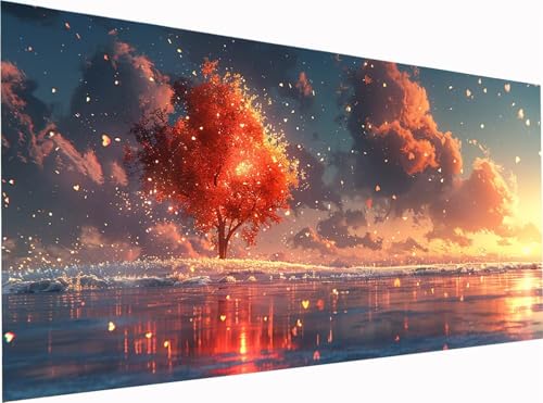 Sonnenuntergang Diamond Painting Erwachsene Groß XXL 300x100cm, 5D Diamant Painting Bilder Landschaft, DIY Stickerei Cross Stickerei Bastelset Erwachsene, Diamant Malerei für Deko Wohnzimmer 3-2129 von KUEGDUNG