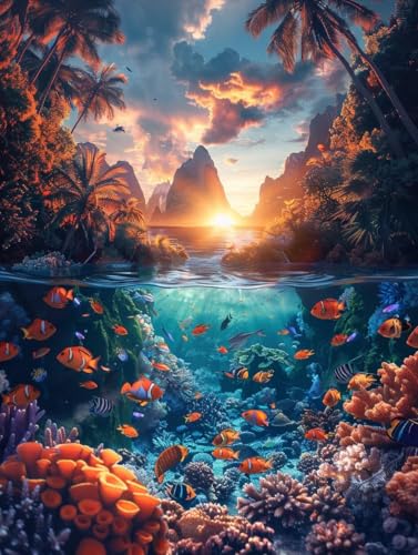 Sonnenuntergang Malen Nach Zahlen Erwachsene, Fisch Malen Nach Zahlen, DIY Handgemalt Ölgemälde Kit Mit 3 Pinseln und Acrylfarbe, Paint by Numbers Bastelset Erwachsene, Deko Wohnzimmer 40x50cm 3-3864 Sonnenuntergang Malen Nach Zahlen Erwachsene, Fisch Malen Nach Zahlen, DIY Handgemalt Ölgemälde Kit Mit 3 Pinseln und Acrylfarbe, Paint by Numbers Bastelset Erwachsene, Deko Wohnzimmer 40x50cm 3-3864 von KUEGDUNG