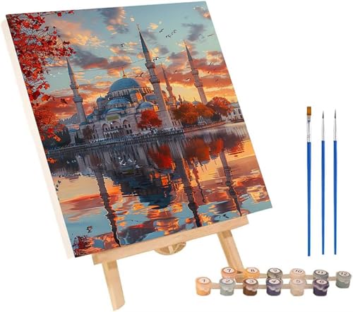 Sonnenuntergang Malen Nach Zahlen Erwachsene mit Rahmen, Malen Nach Zahlen Architektur, DIY Set Erwachsene, Paint by Numbers Set mit Pinseln und Acrylfarben, Deko Wohnzimmer Geschenke 30x40cm 7-3205 von KUEGDUNG
