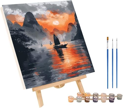 Sonnenuntergang Malen Nach Zahlen Erwachsene mit Rahmen, Malen Nach Zahlen Landschaft, DIY Set Erwachsene, Paint by Numbers Set mit Pinseln und Acrylfarben, Deko Wohnzimmer Geschenke 100x130cm A-2768 Sonnenuntergang Malen Nach Zahlen Erwachsene mit Rahmen, Malen Nach Zahlen Landschaft, DIY Set Erwachsene, Paint by Numbers Set mit Pinseln und Acrylfarben, Deko Wohnzimmer Geschenke 100x130cm A-2768 von KUEGDUNG