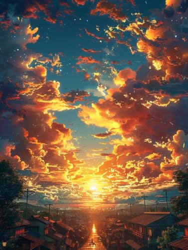 Sonnenuntergang Malen Nach Zahlen Erwachsene mit Rahmen, Malen Nach Zahlen Landschaft, DIY Set Erwachsene, Paint by Numbers Set mit Pinseln und Acrylfarben, Deko Wohnzimmer Geschenke 50x65cm G-8790 von KUEGDUNG