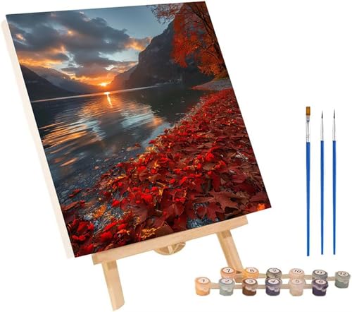 Sonnenuntergang Malen Nach Zahlen Erwachsene mit Rahmen, Malen Nach Zahlen Rivers, DIY Set Erwachsene, Paint by Numbers Set mit Pinseln und Acrylfarben, Deko Wohnzimmer Geschenke 100x135cm 0-1750 von KUEGDUNG