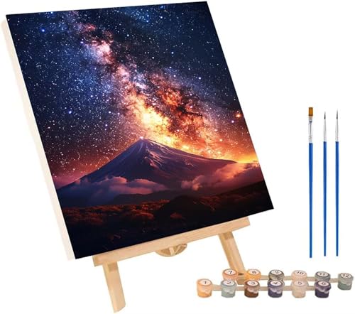 Sternenhimmel Malen Nach Zahlen Erwachsene mit Rahmen, Malen Nach Zahlen Landschaft, DIY Set Erwachsene, Paint by Numbers Set mit Pinseln und Acrylfarben, Deko Wohnzimmer Geschenke 100x135cm 4-2862 von KUEGDUNG