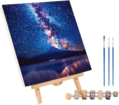 Sternenhimmel Malen Nach Zahlen Erwachsene mit Rahmen, Malen Nach Zahlen Landschaft, DIY Set Erwachsene, Paint by Numbers Set mit Pinseln und Acrylfarben, Deko Wohnzimmer Geschenke 100x135cm G-6891 von KUEGDUNG