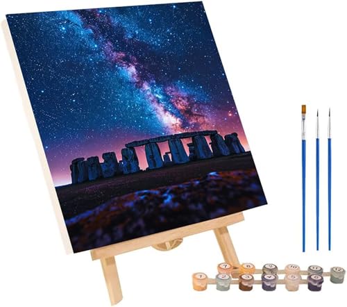 Sternenhimmel Malen Nach Zahlen Erwachsene mit Rahmen, Malen Nach Zahlen Landschaft, DIY Set Erwachsene, Paint by Numbers Set mit Pinseln und Acrylfarben, Deko Wohnzimmer Geschenke 100x135cm N-9254 von KUEGDUNG