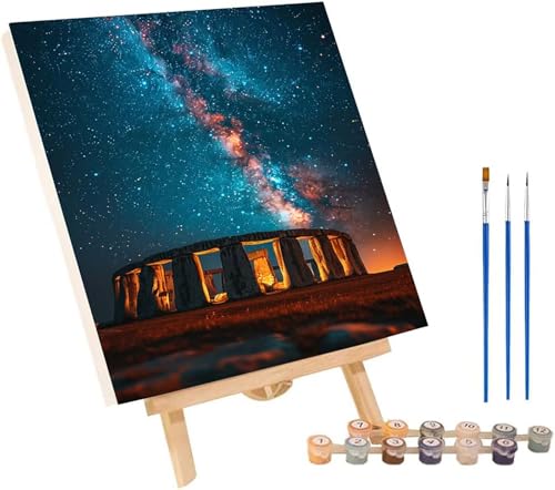 Sternenhimmel Malen Nach Zahlen Erwachsene mit Rahmen, Malen Nach Zahlen Landschaft, DIY Set Erwachsene, Paint by Numbers Set mit Pinseln und Acrylfarben, Deko Wohnzimmer Geschenke 50x65cm N-3260 von KUEGDUNG