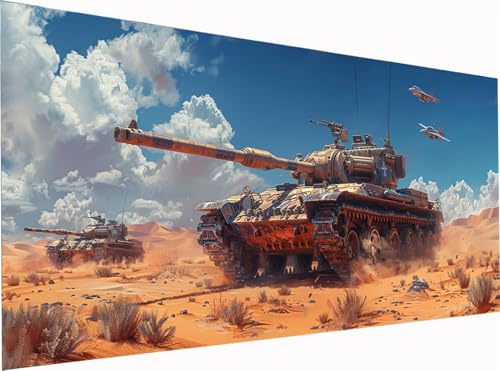 Tank Diamond Painting Erwachsene Groß XXL 300x100cm, 5D Diamant Painting Bilder Flugzeug, DIY Stickerei Cross Stickerei Bastelset Erwachsene, Full Drill Diamant Malerei für Deko Wohnzimmer 3-8929 von KUEGDUNG