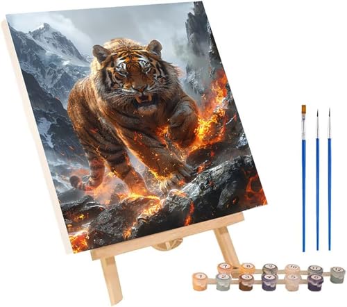 Tiger Malen Nach Zahlen Erwachsene mit Rahmen, Malen Nach Zahlen Flamme, DIY Set Erwachsene, Paint by Numbers Set mit Pinseln und Acrylfarben, Deko Wohnzimmer, Geschenke für Frauen 50x65cm 2-1137 Tiger Malen Nach Zahlen Erwachsene mit Rahmen, Malen Nach Zahlen Flamme, DIY Set Erwachsene, Paint by Numbers Set mit Pinseln und Acrylfarben, Deko Wohnzimmer, Geschenke für Frauen 50x65cm 2-1137 von KUEGDUNG