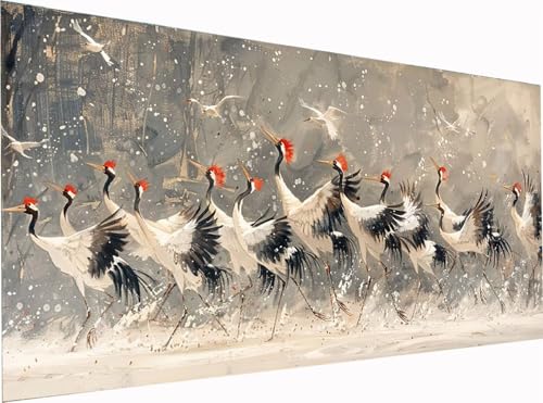 Vogel Diamond Painting Erwachsene Groß XXL 300x100cm, 5D Diamant Painting Bilder Schneeszene, DIY Stickerei Cross Stickerei Bastelset Erwachsene, Full Drill Diamant Malerei für Deko Wohnzimmer K-7613 von KUEGDUNG