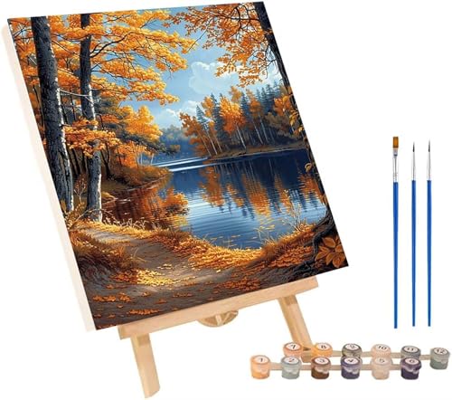 Wald Malen Nach Zahlen Erwachsene mit Rahmen, Malen Nach Zahlen Rivers, DIY Set Erwachsene, Paint by Numbers Set mit Pinseln und Acrylfarben, Deko Wohnzimmer, Geschenke für Frauen 100x135cm X-2288 von KUEGDUNG