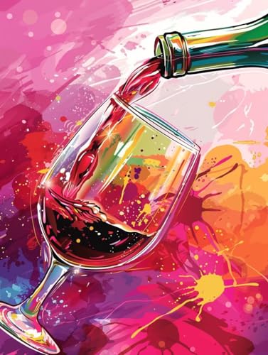 Wein Malen Nach Zahlen Erwachsene, Romantisch Malen Nach Zahlen, DIY Handgemalt Ölgemälde Kit Mit 3 Pinseln und Acrylfarbe, Paint by Numbers Bastelset Erwachsene für Deko Wohnzimmer 50x65cm 1-1649 von KUEGDUNG