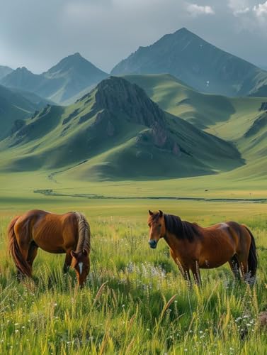 Wiese Malen Nach Zahlen Erwachsene mit Rahmen, Malen Nach Zahlen Horse, DIY Set Erwachsene, Paint by Numbers Set mit Pinseln und Acrylfarben, Deko Wohnzimmer, Geschenke für Frauen 70x95cm F-2204 Wiese Malen Nach Zahlen Erwachsene mit Rahmen, Malen Nach Zahlen Horse, DIY Set Erwachsene, Paint by Numbers Set mit Pinseln und Acrylfarben, Deko Wohnzimmer, Geschenke für Frauen 70x95cm F-2204 von KUEGDUNG