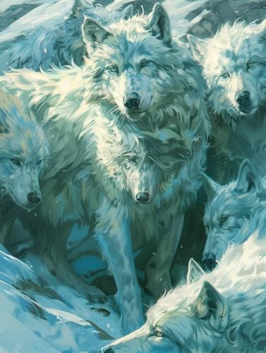 Wolf Malen Nach Zahlen Erwachsene, Malen Nach Zahlen Tier, DIY Set Erwachsene Mit 3 Pinseln und Acrylfarbe, Paint by Numbers Handgemalt Ölgemälde Kit für Deko Wohnzimmer Geschenke 90x120cm 1-4052 von KUEGDUNG