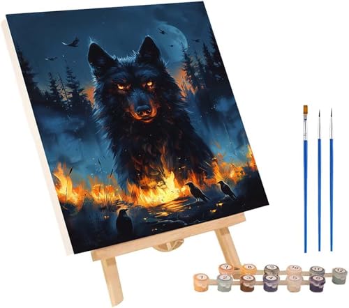 Wolf Malen Nach Zahlen Erwachsene mit Rahmen, Malen Nach Zahlen Flamme, DIY Set Erwachsene, Paint by Numbers Set mit Pinseln und Acrylfarben, Deko Wohnzimmer, Geschenke für Frauen 50x65cm B-1680 Wolf Malen Nach Zahlen Erwachsene mit Rahmen, Malen Nach Zahlen Flamme, DIY Set Erwachsene, Paint by Numbers Set mit Pinseln und Acrylfarben, Deko Wohnzimmer, Geschenke für Frauen 50x65cm B-1680 von KUEGDUNG