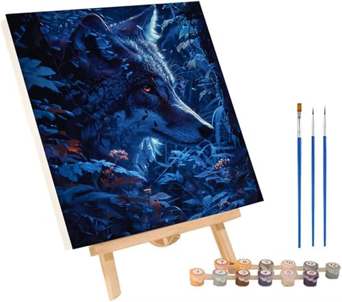 Wolf Malen Nach Zahlen Erwachsene mit Rahmen, Malen Nach Zahlen Tier, DIY Set Erwachsene, Paint by Numbers Set mit Pinseln und Acrylfarben, Deko Wohnzimmer, Geschenke für Frauen 100x130cm 6-5559 von KUEGDUNG