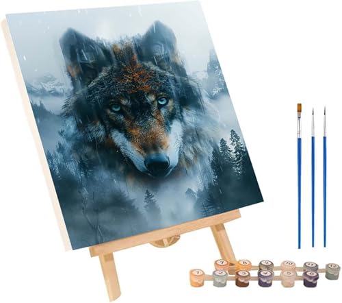 Wolf Malen Nach Zahlen Erwachsene mit Rahmen, Malen Nach Zahlen Tier, DIY Set Erwachsene, Paint by Numbers Set mit Pinseln und Acrylfarben, Deko Wohnzimmer, Geschenke für Frauen 40x50cm 4-1072 Wolf Malen Nach Zahlen Erwachsene mit Rahmen, Malen Nach Zahlen Tier, DIY Set Erwachsene, Paint by Numbers Set mit Pinseln und Acrylfarben, Deko Wohnzimmer, Geschenke für Frauen 40x50cm 4-1072 von KUEGDUNG