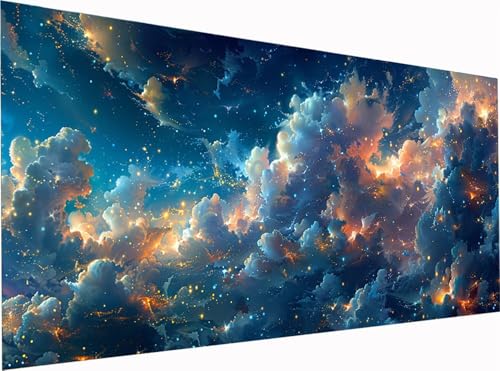 Wolke Diamond Painting Erwachsene Groß XXL 300x100cm, 5D Diamant Painting Bilder Landschaft, DIY Stickerei Cross Stickerei Bastelset Erwachsene, Full Drill Diamant Malerei für Deko Wohnzimmer F-4000 von KUEGDUNG