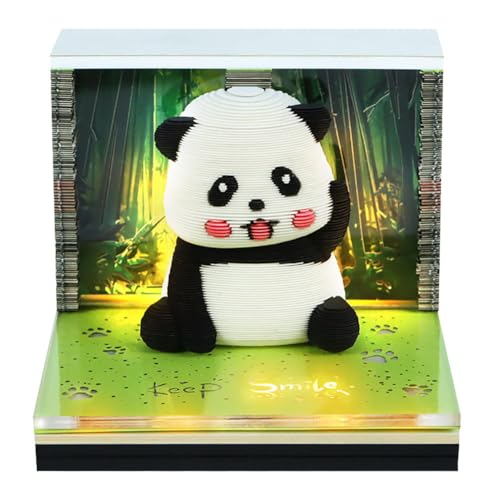 3D-Kalender 2026, Abreißkalender, niedlicher Panda, mit Lichtern, Verwendung als Lesezeichen und Notizblöcke, geeignet für Büro, Zuhause, Geschenke, Ornamente von KUFSESK