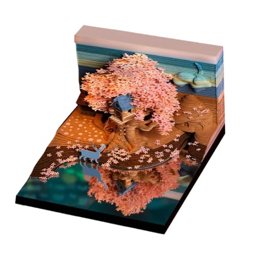 3D-Notizblock, 3D-Haftnotizen, Kunst-Memo-Block, rosa Baumhaus, mit Acryl-Staubbox und Kartenhalter, Feuchttücher, Lesezeichen, geeignet für Büro, Zuhause, Schule, als Geschenk, Dekoration oder 3D-Notizblock, 3D-Haftnotizen, Kunst-Memo-Block, rosa Baumhaus, mit Acryl-Staubbox und Kartenhalter, Feuchttücher, Lesezeichen, geeignet für Büro, Zuhause, Schule, als Geschenk, Dekoration oder von KUFSESK