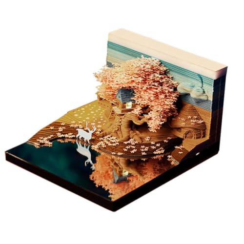 3D-Notizblock, 3D-Haftnotizen, Kunst-Memo-Block, rosa Baumhaus mit Lichtern, mit Acryl-Staubbox und Kartenhalter, Feuchttücher, Lesezeichen, geeignet für Büro, Zuhause, Schule, als Geschenk 3D-Notizblock, 3D-Haftnotizen, Kunst-Memo-Block, rosa Baumhaus mit Lichtern, mit Acryl-Staubbox und Kartenhalter, Feuchttücher, Lesezeichen, geeignet für Büro, Zuhause, Schule, als Geschenk von KUFSESK