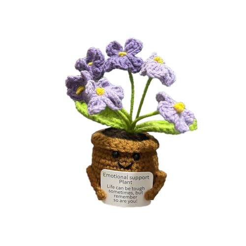 KUFSESK Gestrickte Blumen, Vergissmeinnicht Blumen, Häkelpflanzen, niedliche Häkelblume, fertiges Handstricken, geeignet für Schlafzimmer, Balkon, Büro, Auto-Armaturenbrett-Dekoration von KUFSESK