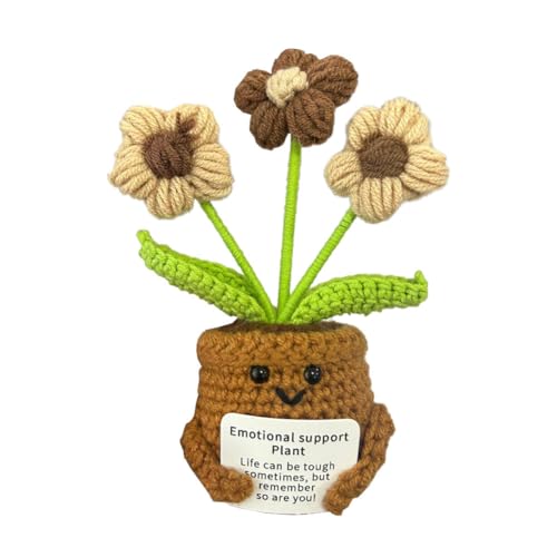 KUFSESK Gestrickte Blumen, farbige Häkelpflanzen, niedliche Häkelblumen, emotionale Unterstützung, Geschenke, handgewebte Produkte, geeignet für Balkon, Schlafzimmer, Büro, Wohnzimmer von KUFSESK