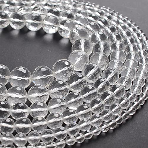 Natürlicher Edelstein AAA facettierter weißer Bergkristall, klarer Quarz, lose Perlen, 6, 8, 10, 12, 14, 16 mm, für Armband, Halskette, Schmuckherstellung, 10 mm, ca. 36 Perlen Natürlicher Edelstein AAA facettierter weißer Bergkristall, klarer Quarz, lose Perlen, 6, 8, 10, 12, 14, 16 mm, für Armband, Halskette, Schmuckherstellung, 10 mm, ca. 36 Perlen von KUGRRFRC