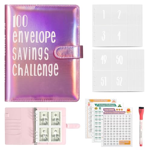 100 Geldsparbinder Budget Planner, A5 Envelope Saving Challenge Sparbuch für Geld mit Cash Umschläge, A5 Geldspar Ordner Budget Ordner Geldspar Brieftasche für Zuhause, Schule 100 Geldsparbinder Budget Planner, A5 Envelope Saving Challenge Sparbuch für Geld mit Cash Umschläge, A5 Geldspar Ordner Budget Ordner Geldspar Brieftasche für Zuhause, Schule von KUHAWL