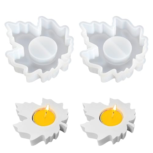 Silikonform Kerzenhalter, 2 Stück Ahornblatt Herbst Gießformen, Silikon Gießform für Beton, Herbstdeko und Dekoration 3D Herbst Silikonform Teelichthalter für Erntedankfest Halloween Heimdekoration Silikonform Kerzenhalter, 2 Stück Ahornblatt Herbst Gießformen, Silikon Gießform für Beton, Herbstdeko und Dekoration 3D Herbst Silikonform Teelichthalter für Erntedankfest Halloween Heimdekoration von KUHAWL
