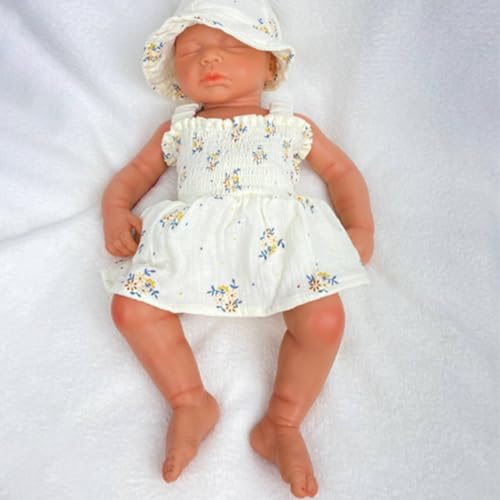 KUICEO Reborn Babypuppe 55 cm Silikon Doll schlafendes Mädchen – Vollsilikon, realistische Neugeborenen-Puppe ohne Kleidung,Sammlerstück & Pflegepuppe von KUICEO