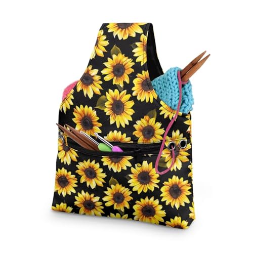 KUIFORTI Garnbeutel mit Sonnenblumen-Aufdruck, zum Häkeln, niedlicher Garnhalter, Tasche, Strickhandtasche, Häkelgarn für Tragetasche, große Größe, Aufbewahrungstasche für Näharbeiten, Werkzeug, KUIFORTI Garnbeutel mit Sonnenblumen-Aufdruck, zum Häkeln, niedlicher Garnhalter, Tasche, Strickhandtasche, Häkelgarn für Tragetasche, große Größe, Aufbewahrungstasche für Näharbeiten, Werkzeug, von KUIFORTI