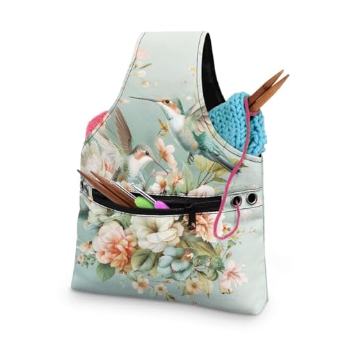 KUIFORTI Häkelgarn mit Kolibri-Aufdruck, für Tragetasche, Häkelliebhaber, niedliche Projekttasche für Reisen, Stricken, Handgelenktasche, Häkelgarn, Taschen, Garnaufbewahrung, Organizer, große Größe, KUIFORTI Häkelgarn mit Kolibri-Aufdruck, für Tragetasche, Häkelliebhaber, niedliche Projekttasche für Reisen, Stricken, Handgelenktasche, Häkelgarn, Taschen, Garnaufbewahrung, Organizer, große Größe, von KUIFORTI
