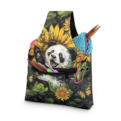 KUIFORTI Niedliche Panda-Stricktasche, Basteltasche für Häkelliebhaber, Garnhalter, Tasche, Strick-Umhängetasche, tragbare Garnaufbewahrung, Organizer, kleine Häkeltasche für Anfänger KUIFORTI Niedliche Panda-Stricktasche, Basteltasche für Häkelliebhaber, Garnhalter, Tasche, Strick-Umhängetasche, tragbare Garnaufbewahrung, Organizer, kleine Häkeltasche für Anfänger von KUIFORTI