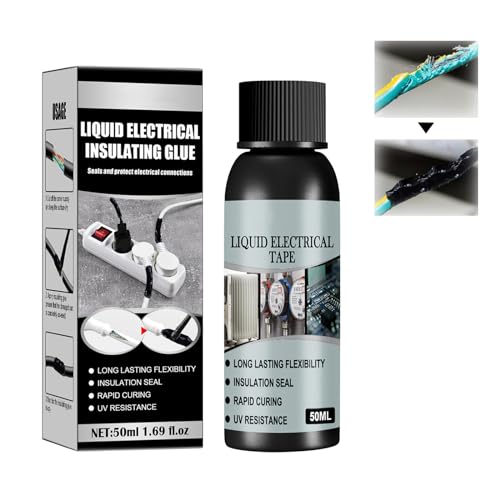 KUIRUNRX® Isolierender Hochtemperaturkleber, schwarzer flüssiger Isolierkleber, wasserdichtes, schnell trocknendes Klebeband, flüssige isolierende Gummibeschichtung, Kabelreparaturpaste (50ml) (b) von KUIRUNRX