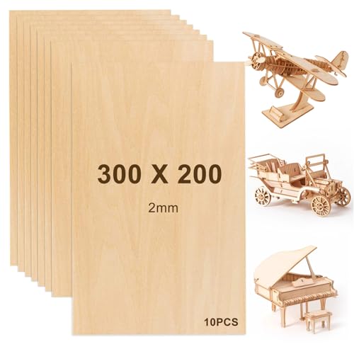 Balsaholz Platten, 10 Stück Holz Platten Holz zum Basteln Sperrholzplatte 30x20cm-2mm Hochwertige Multiplex Platte Balsabretter für DIY Haus Holzhandwerk Modell Balsaholz Platten, 10 Stück Holz Platten Holz zum Basteln Sperrholzplatte 30x20cm-2mm Hochwertige Multiplex Platte Balsabretter für DIY Haus Holzhandwerk Modell von KUIZHEN