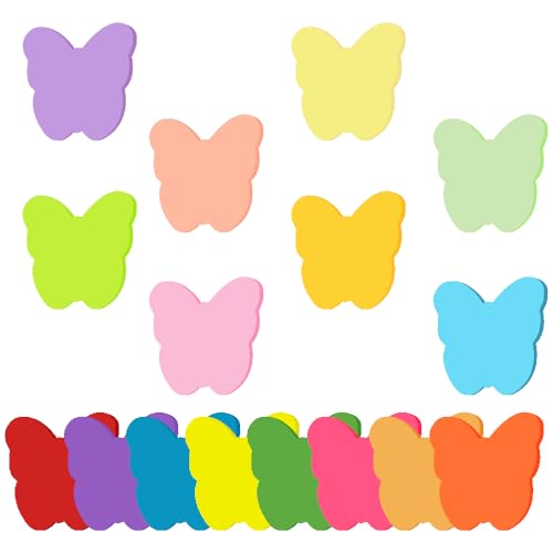 Farbige Haftnotizen, 16 Farben 800 Blatt Schmetterling Form Selbstklebende Haftnotizzettel, Sticky Notes für Büro Schule Zuhause Memo Notizblöck 70 x 70 mm von KUIZHEN