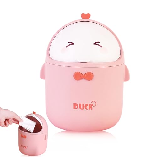 KUIZHEN Schreibtisch-Mülleimer, kleiner Abfalleimer, Mini-Schreibtisch-Mülleimer, tragbarer Tisch-Mülleimer für Büro, Schlafzimmer, Schreibtisch, Auto, Küche (Rosa) von KUIZHEN