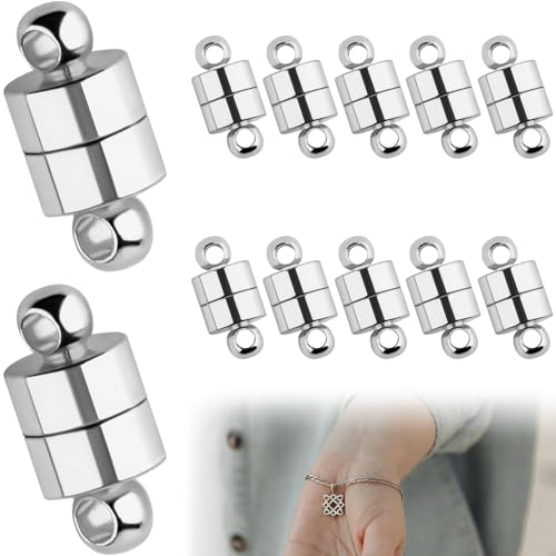 Magnetverschlüsse Schmuck, 12 Stück Magnetverschlüsse für Ketten, Magnetische Armbandverschlüsse und Verschlüsse Stecker für DIY Schmuck Halskette Armband (Silber) von KUIZHEN