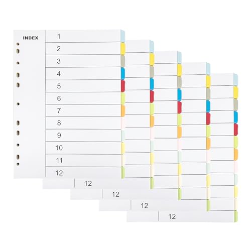 Ordner Register, 5 Stück A4 Ordner Trennblätter Register für A4 Trennblätter für Ordner A4 Farbiges Mylar für Aktenordner poröse Mehrzweck-Indexteiler 12 Löcher Ordner Register, 5 Stück A4 Ordner Trennblätter Register für A4 Trennblätter für Ordner A4 Farbiges Mylar für Aktenordner poröse Mehrzweck-Indexteiler 12 Löcher von KUIZHEN