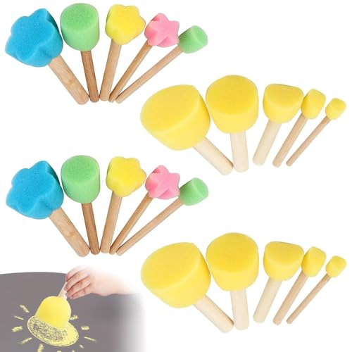Schwammstupf Pinsel Set, 20 Stück Schwammpinsel Schaumstoff Stupfpinsel Blumen - und Runde Schwammpinsel für DIY Malerei Handwerk Keramik Werkzeuge 5 Farben Schwammstupf Pinsel Set, 20 Stück Schwammpinsel Schaumstoff Stupfpinsel Blumen - und Runde Schwammpinsel für DIY Malerei Handwerk Keramik Werkzeuge 5 Farben von KUIZHEN