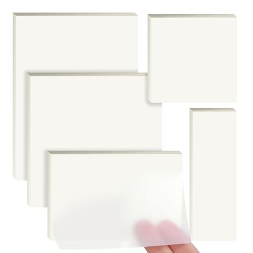 Transparente Haftnotizen, 500 Blätter transparent sticky notes Wiederbeschreibbar Clear Sticky Notes Selbstklebende Haftnotizen für Schule Büro Zuhause（5 Größen) von KUIZHEN