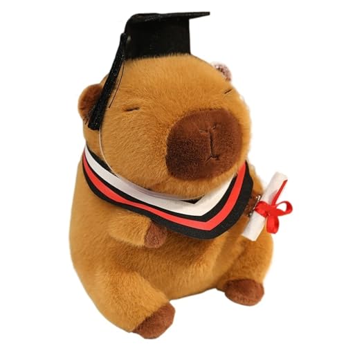 Capybara Plüschtier, Süße Tragbare Kleidung Stofftier Puppe Mit Arzt Hat Plüschtier Geburtstagsgeschenk Für Kinder(Black,20cm/7.8in) von KUKUShining