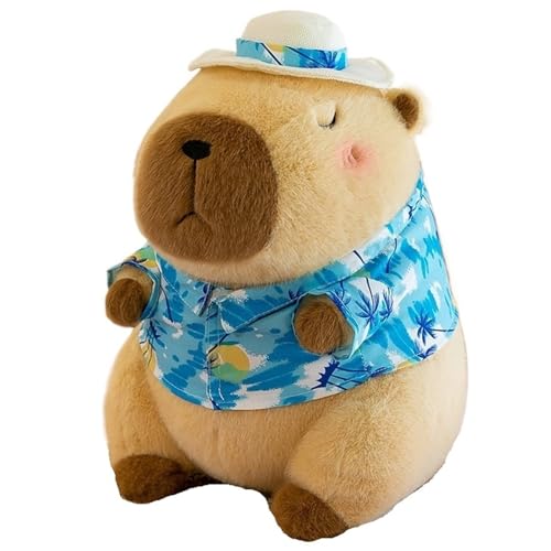 Capybara Plüschtier, Weiche Kuscheltier Süße Sommer Capybaras Stofftier Puppe Mit Kleidung Plüsch Spielzeug Umarmungskissen Zur Dekoration(Blue,24cm/9.44in) von KUKUShining