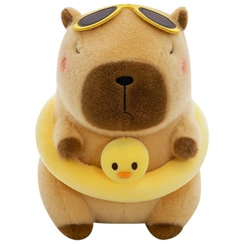 Capybara Plüschtier, Weiche Kuscheltier Süße Sommer Capybaras Stofftier Puppe Mit Kleidung Plüsch Spielzeug Umarmungskissen Zur Dekoration(Yellow,30cm/11.8in) von KUKUShining
