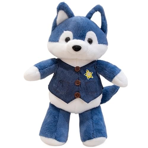 KUKUShining Fuchs Plüschtier, Süße Stofftier Puppen Mit Kleidung Simulation Füchse Puppen Plüsch Spielzeug Geschenk for Kinder Mädchen Jungen(Blue,45cm/17.7in) von KUKUShining
