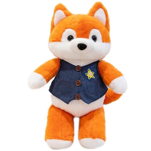 KUKUShining Fuchs Plüschtier, Süße Stofftier Puppen Mit Kleidung Simulation Füchse Puppen Plüsch Spielzeug Geschenk for Kinder Mädchen Jungen(Orange,45cm/17.7in) von KUKUShining