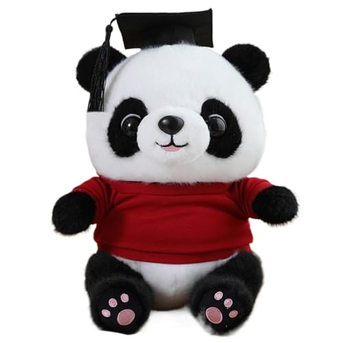 KUKUShining Panda Plüschtier, Kuscheltier Teddy Panda Puppe Mit Kleidung Weiches Kuscheliges Plüsch Spielzeug Abschlussgeschenk for Kinder(Red) von KUKUShining