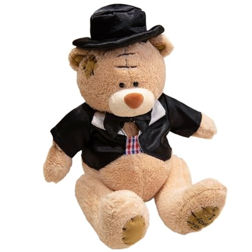 KUKUShining Teddybär Plüsch, Süße Ausgestopfte Bräutigam Teddy Puppe Mit Kleidung Dekoratives Umarmungskissen Plüschspielzeug for Kinder Jungen(Orange) von KUKUShining